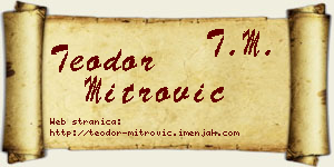 Teodor Mitrović vizit kartica